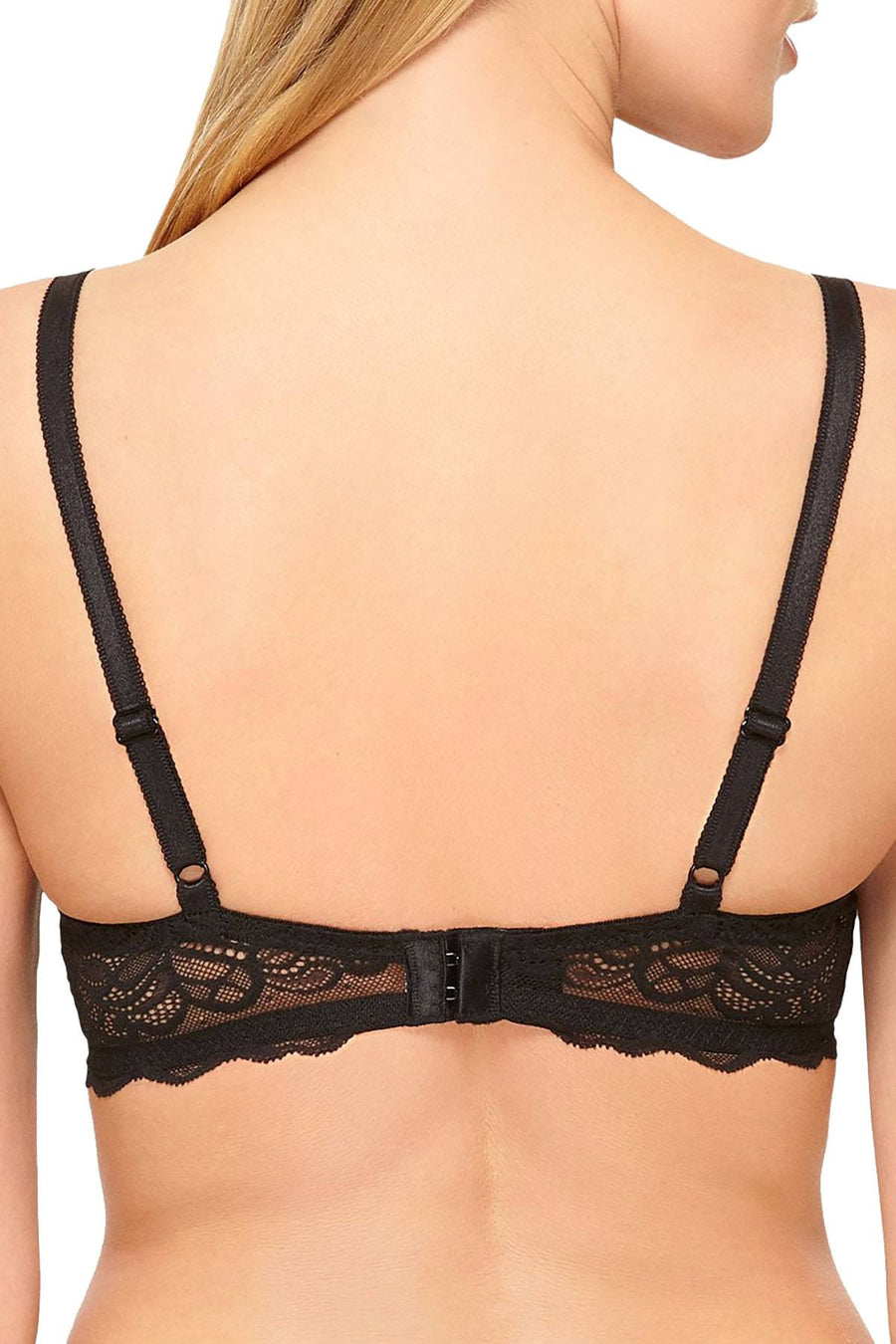 b.tempt'd Undisclosed Lace Pearl Contour Demi Bra in Night Black