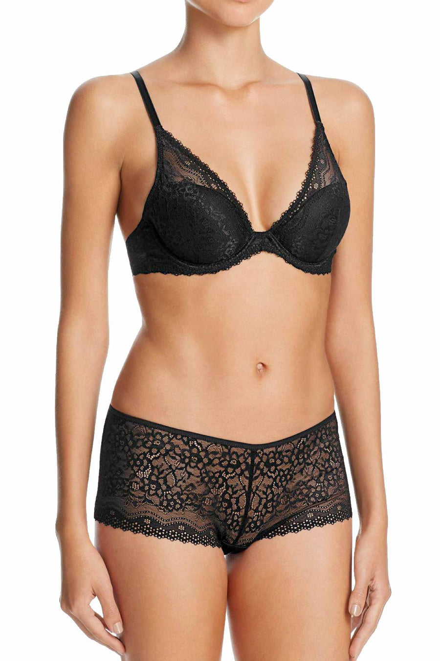 b.temptd Black-Night b.enticing Plunge Lace Contour Bra