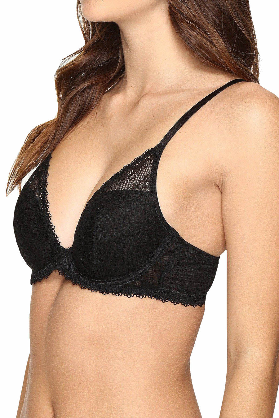 b.temptd Black-Night b.enticing Plunge Lace Contour Bra