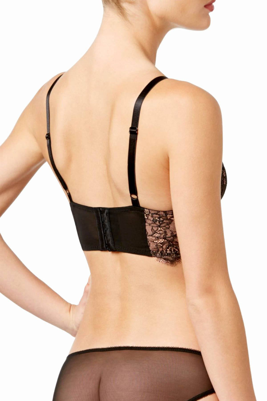 b.temptd Night-Black/Peach-Beige b.sultry Lace Longline Cup Bralette