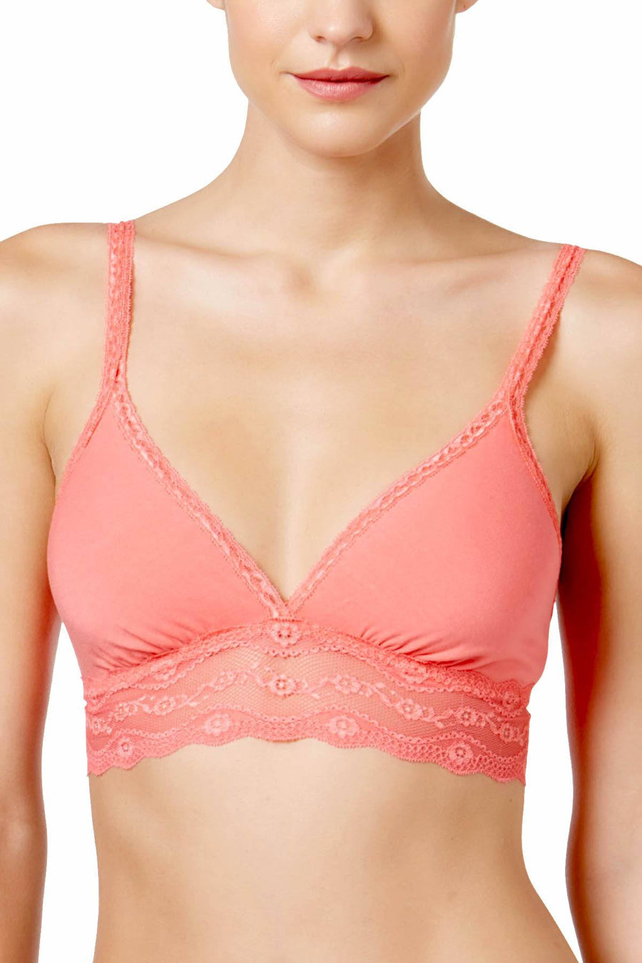 b.temptd Sunkist-Coral b.adorable Modal Lace-Trim Bralette