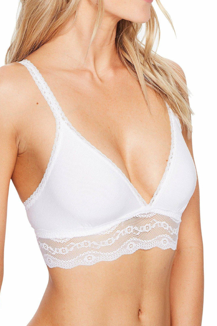 b.temptd White b.adorable Modal Lace-Trim Bralette