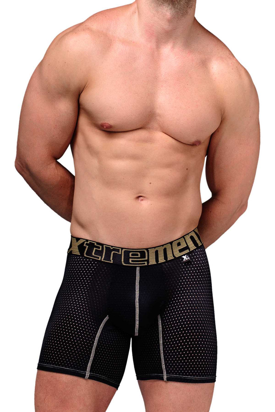 Xtremen Black Microfiber Mesh Boxer Brief