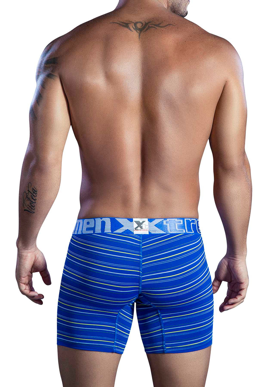 XTREMEN Royal-Blue Stripes Microfiber Classic Boxer Brief