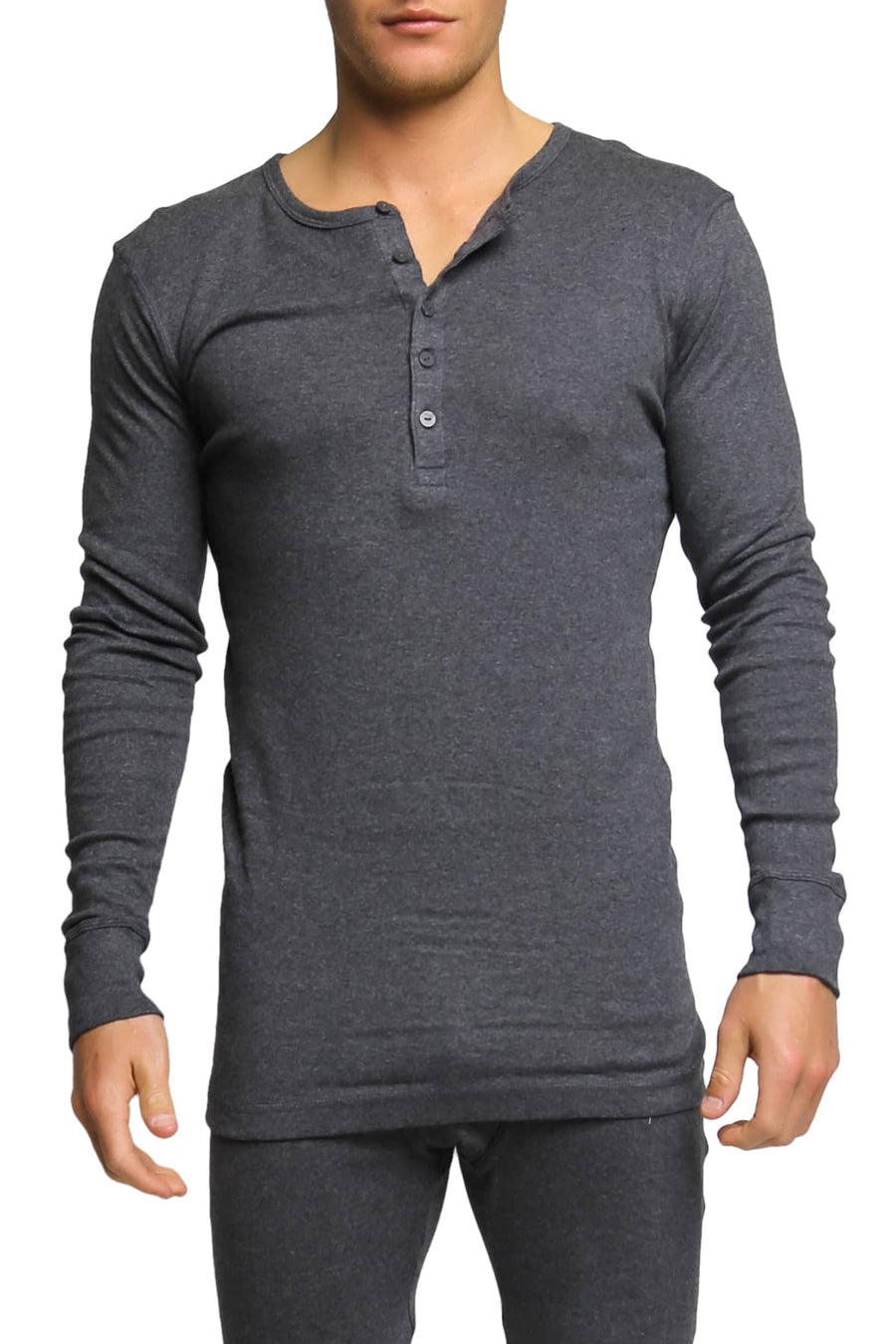 2(X)IST Charcoal Essential Long Sleeve Henley