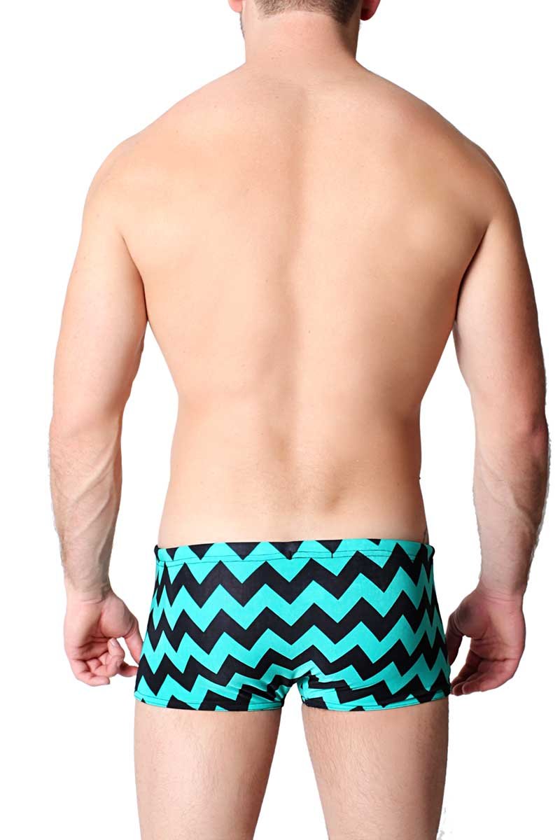 Timoteo Turquoise Zig Zag Swim Trunk
