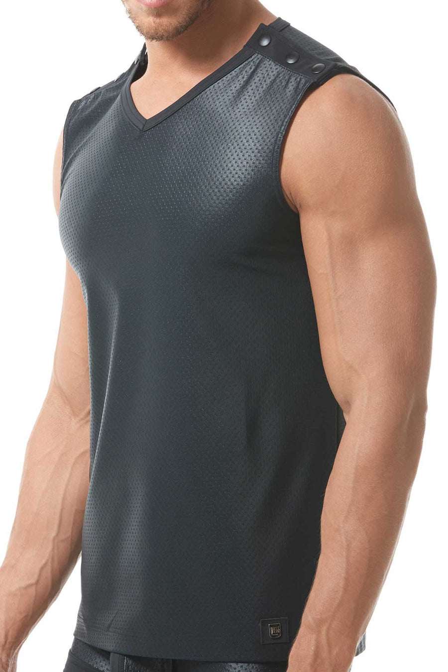 Gregg Homme Black Reveal Italian Jacquard Muscle Top