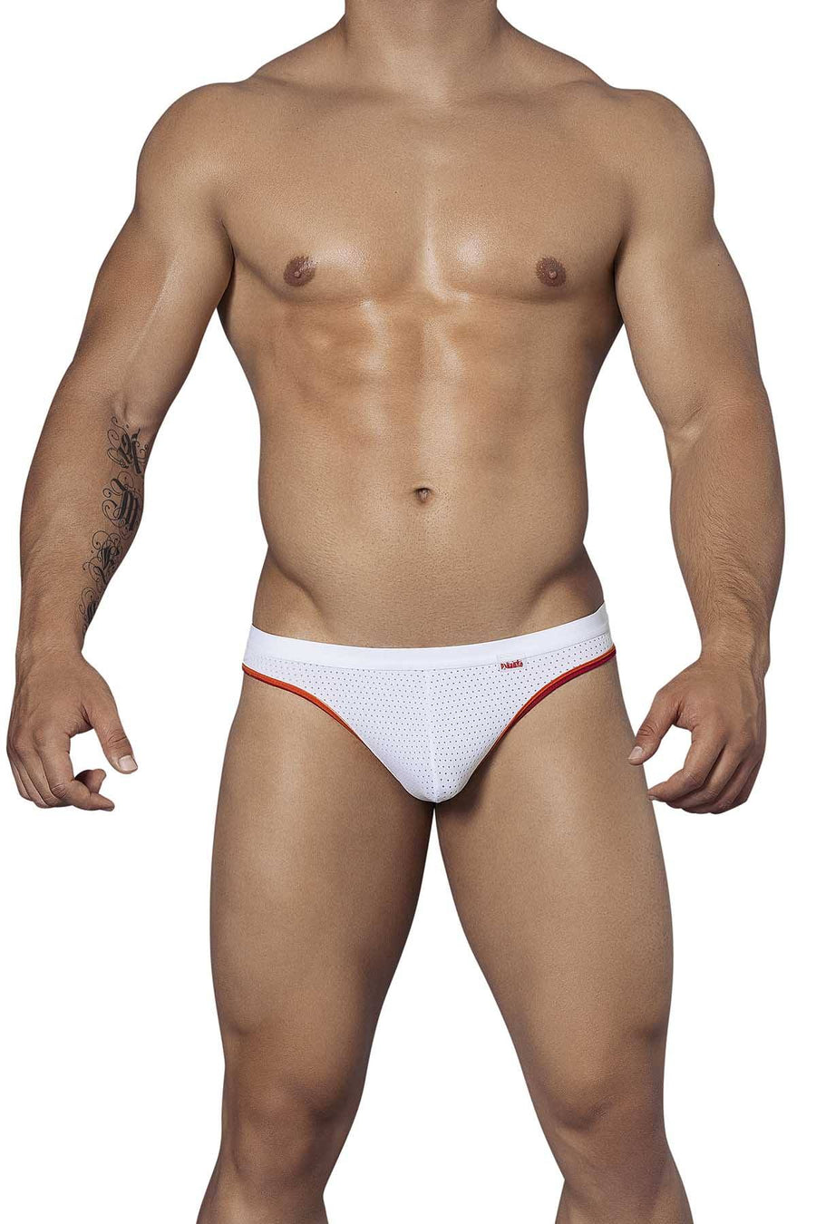 Pikante White/Orange Spring Brazilian Thong