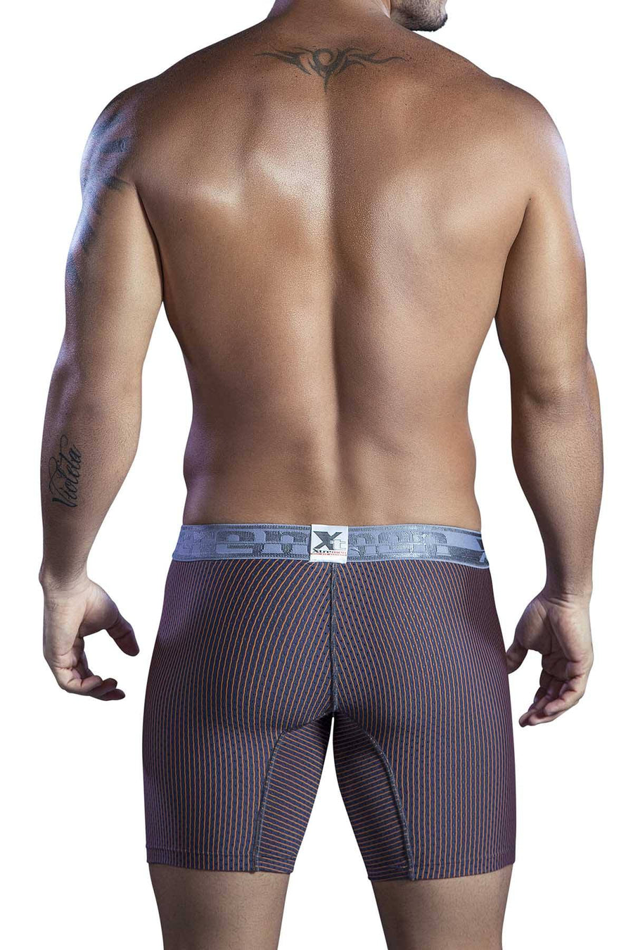 XTREMEN Grey/Orange Pinstripe Microfiber Boxer Brief