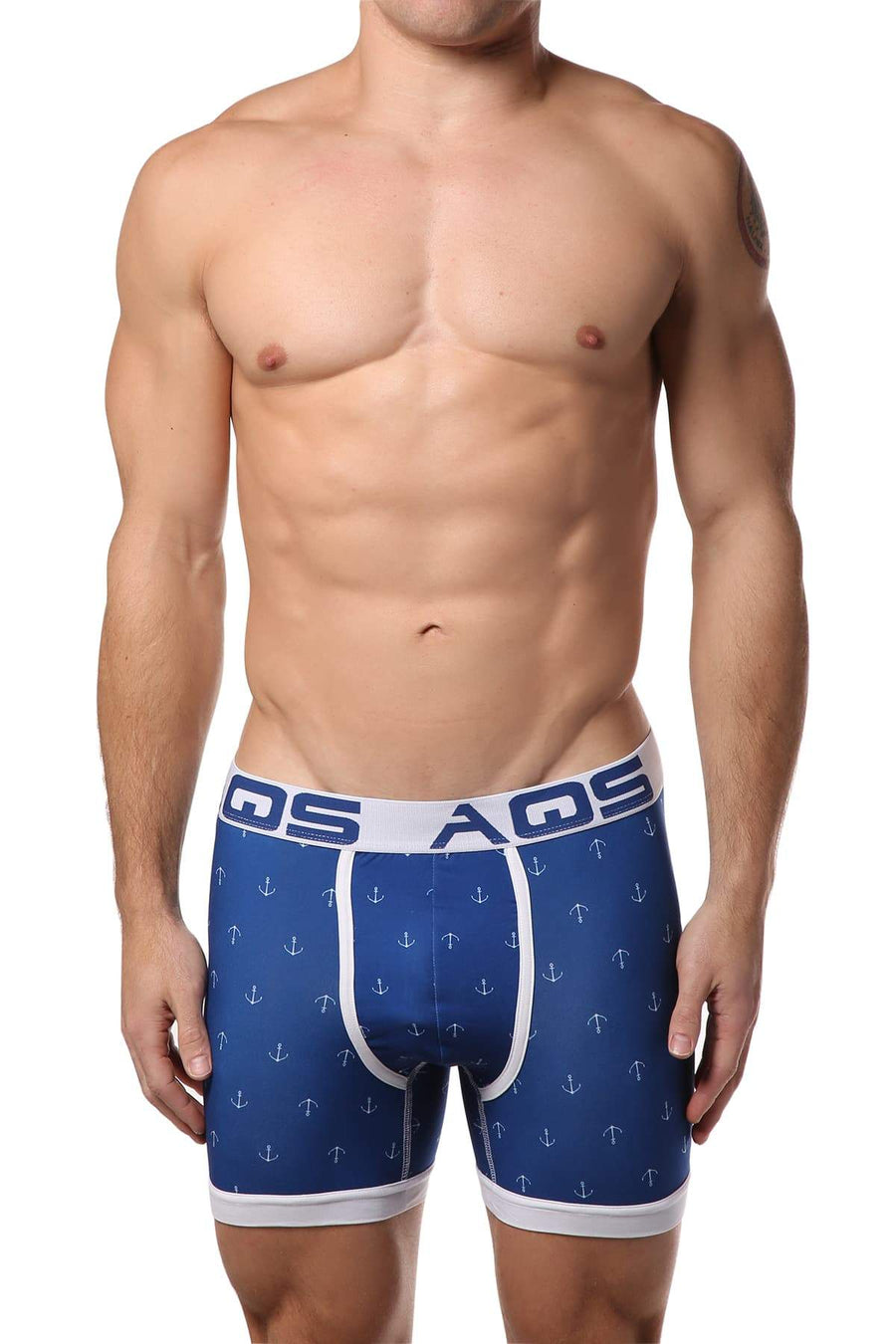 AQS 3pk White & Dark Blue Anchor Boxer Brief