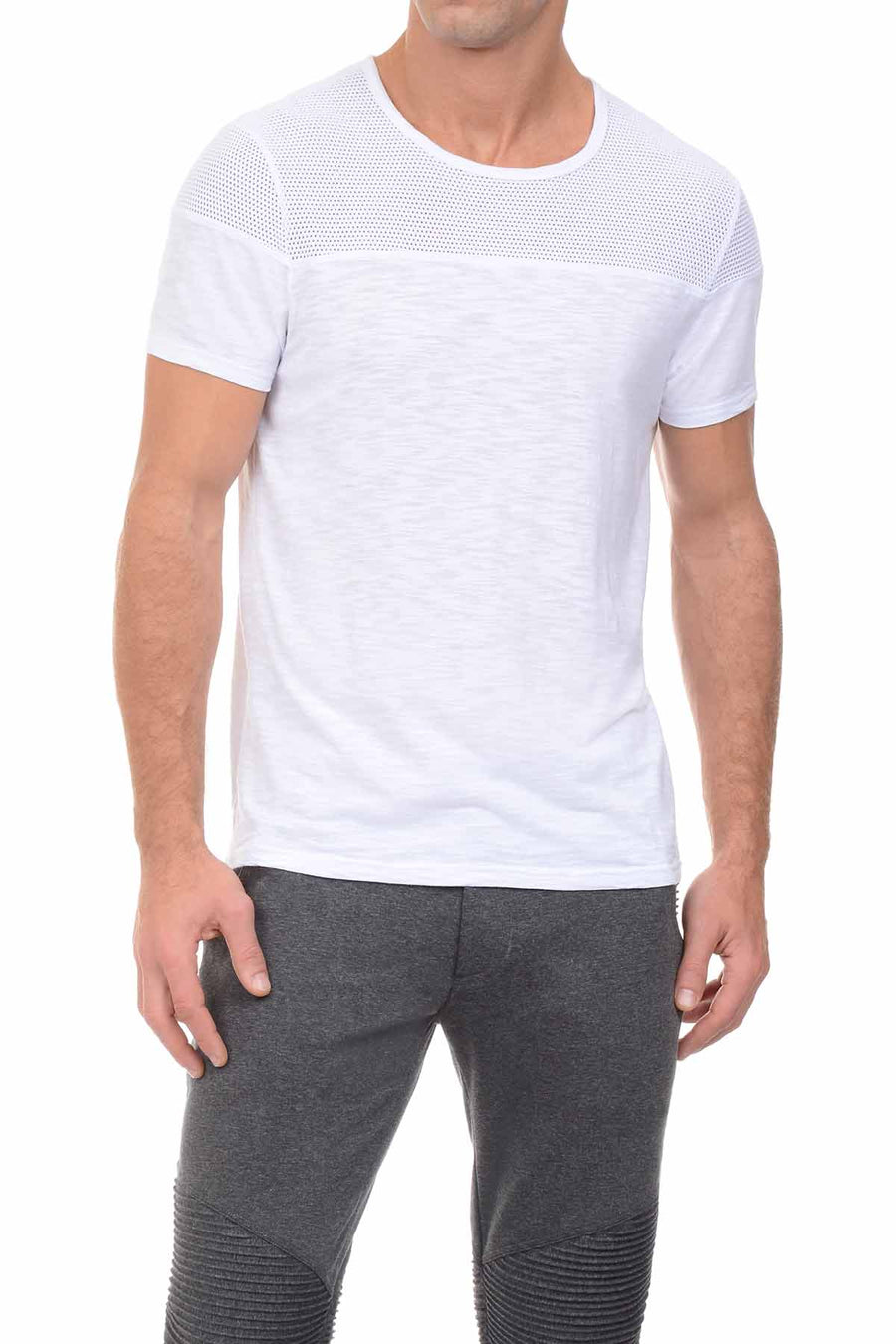 2(X)ist White Modern Sport Open Mesh Textured Jersey T-Shirt