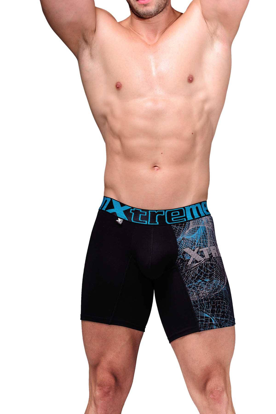 XTREMEN Black/Blue Printed Boxer Brief