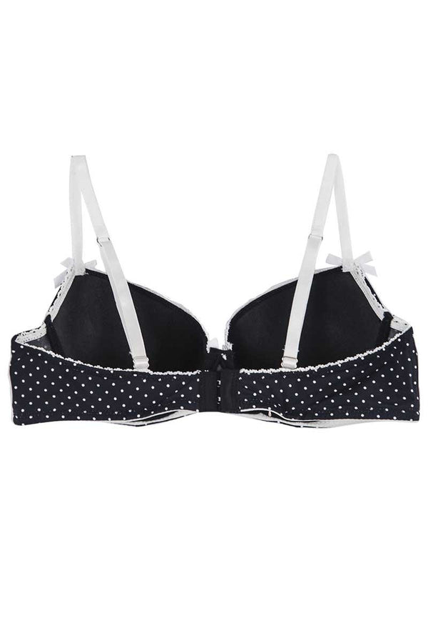 Catherine Malandrino Black Polka-Dot Microfiber Balconette Bra