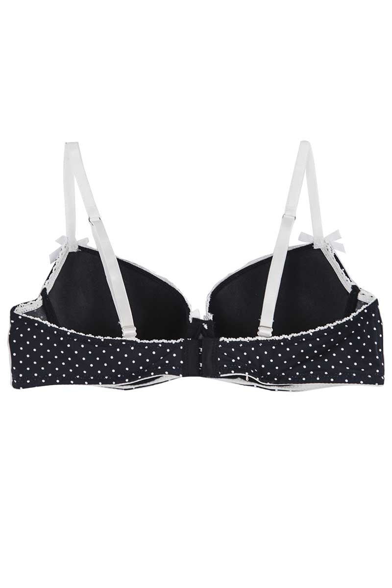 Catherine Malandrino Black Polka-Dot Microfiber Balconette Bra