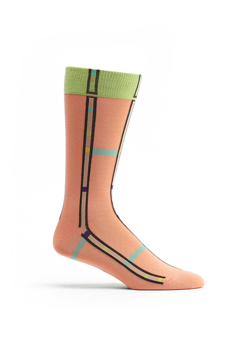 Ozone Coral Mondrian Stripe Crew Sock