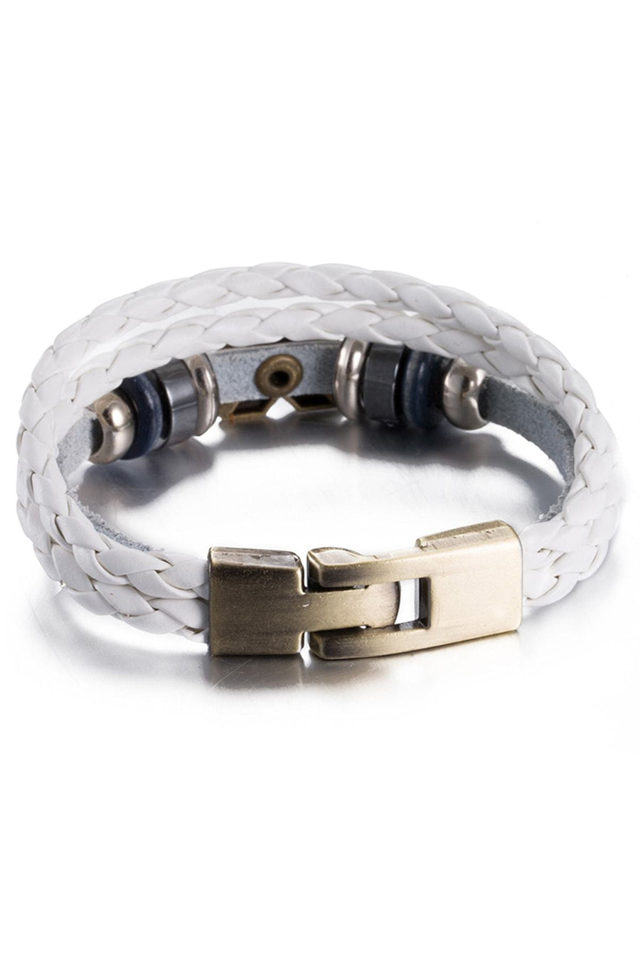 Vintage White Cross Leather Bracelet