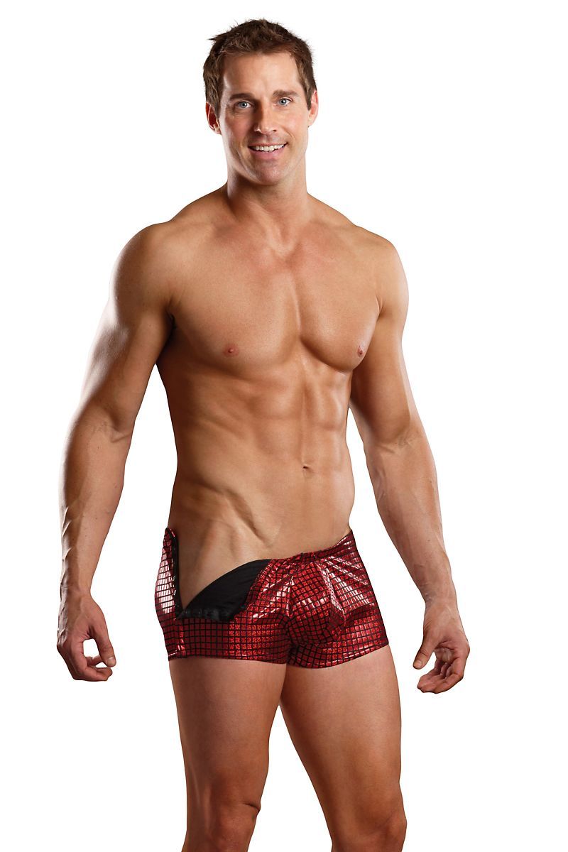 Male Power Red/Black Hologram Square-Cut Rip-Off Trunk
