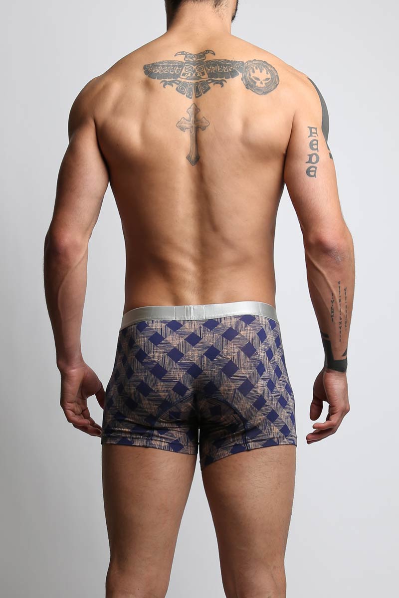 Mosmann Navy & Orange Plaid Long Boxer