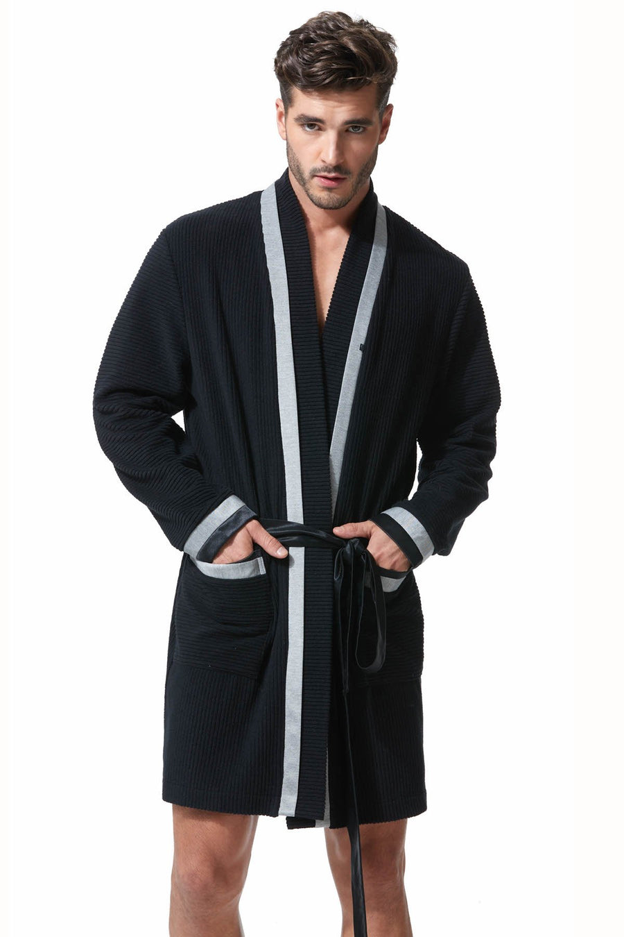 Gregg Homme Black Organic Cotton Blend Robe