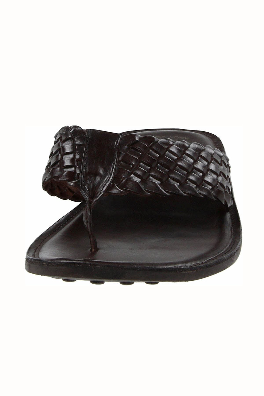 GBX Dark-Brown Leather Vamp Thong Sandal