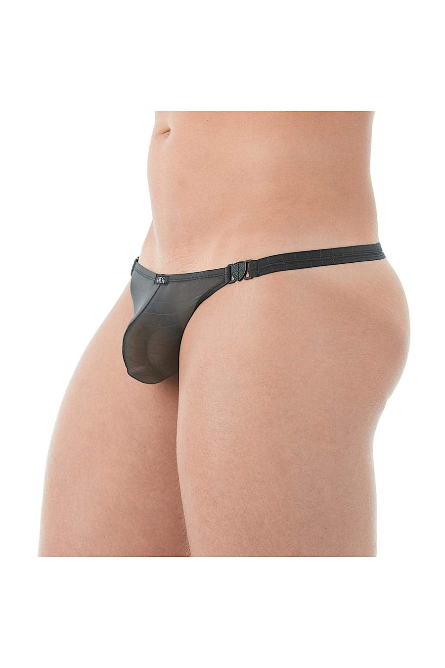Gregg Homme Black Mesh Suspender C-Ring Thong
