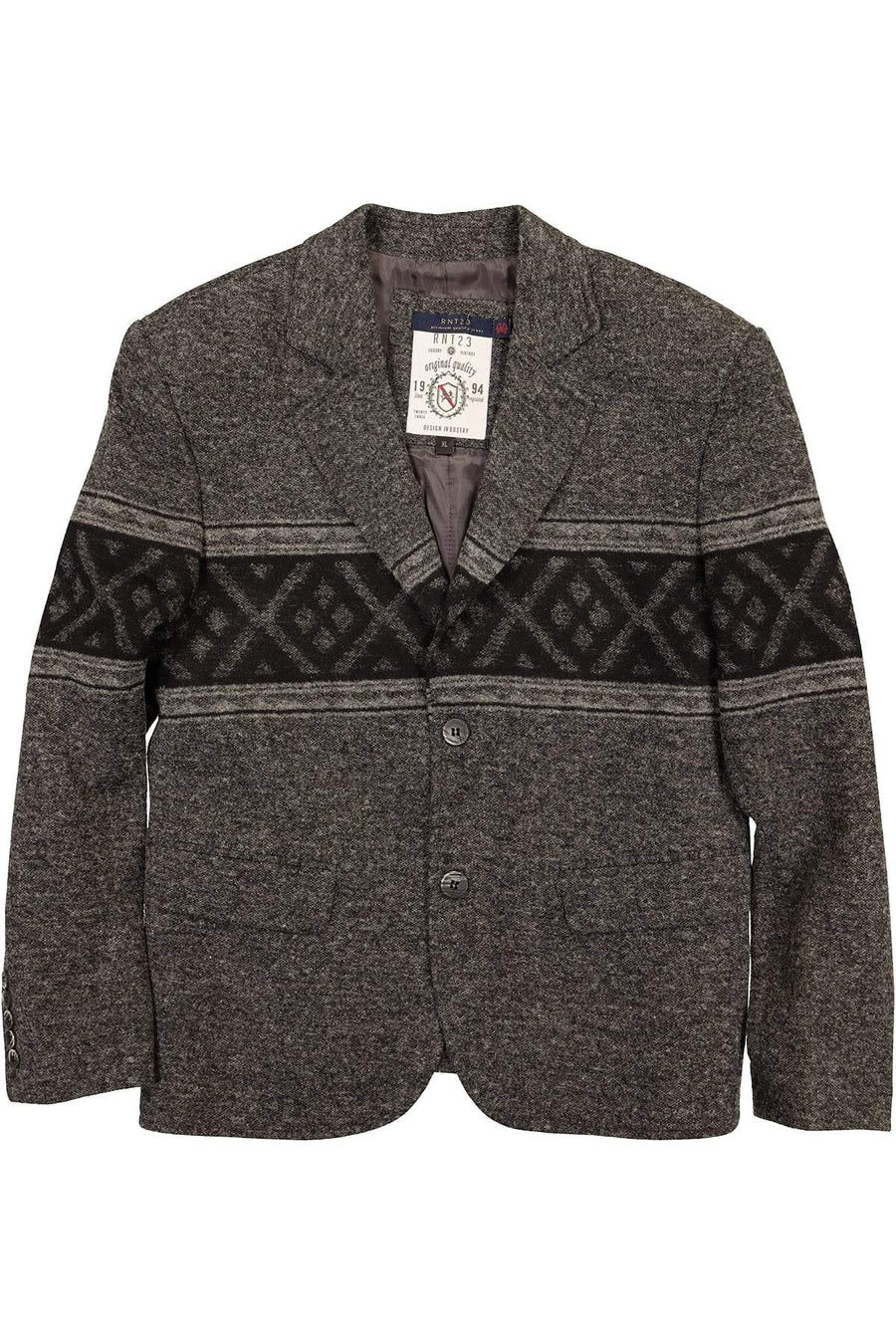 RNT23 Grey Printed Contrast Blazer