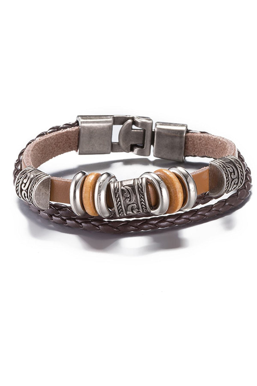 Brown Leather Weaving Rope Chain Bracelet