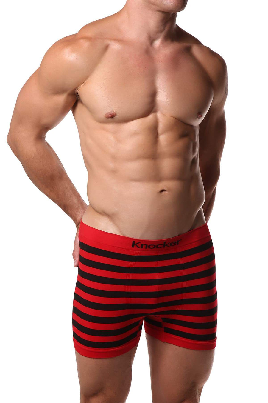 Knocker Red & Black Stripe Seamless Boxer Brief