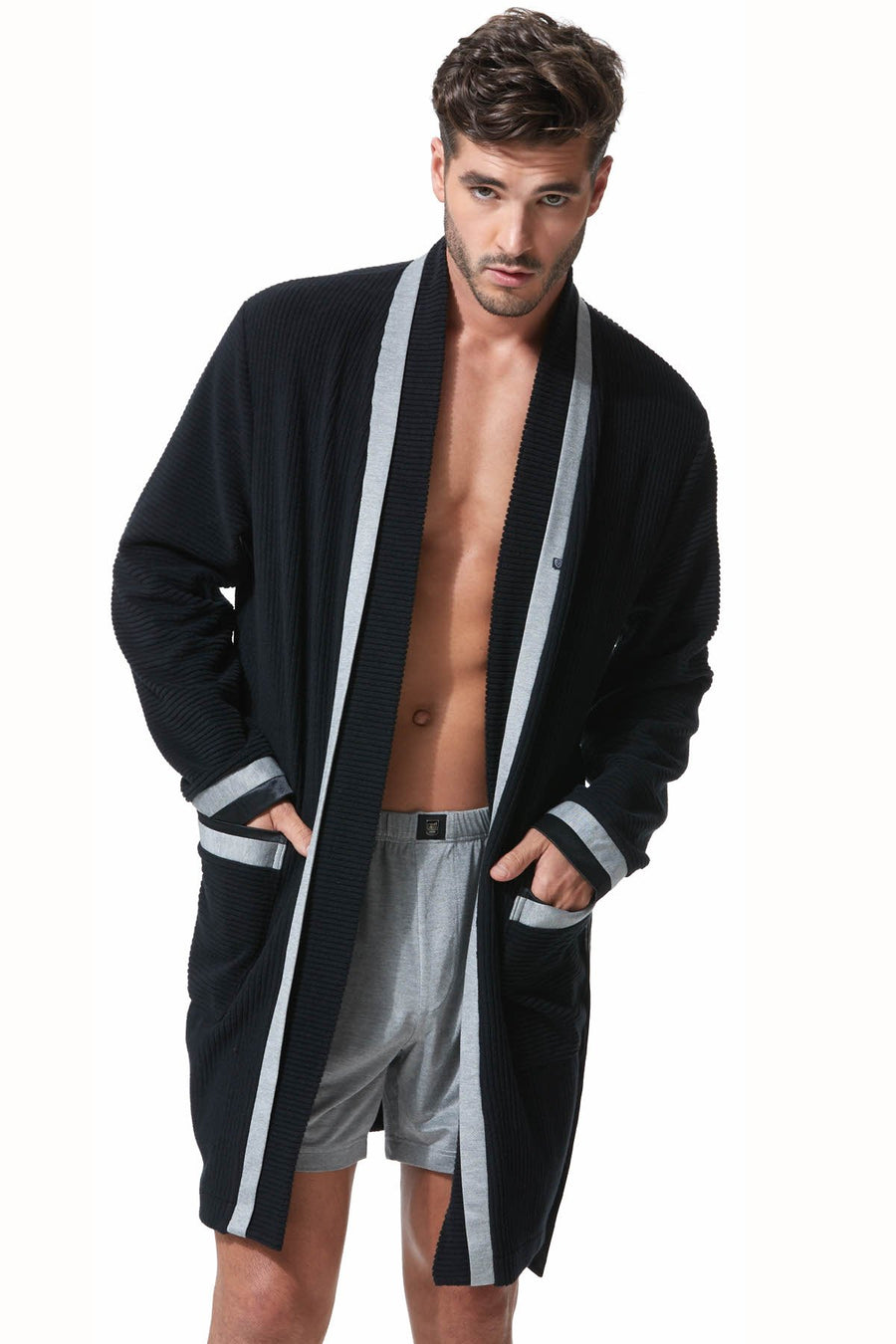 Gregg Homme Black Organic Cotton Blend Robe