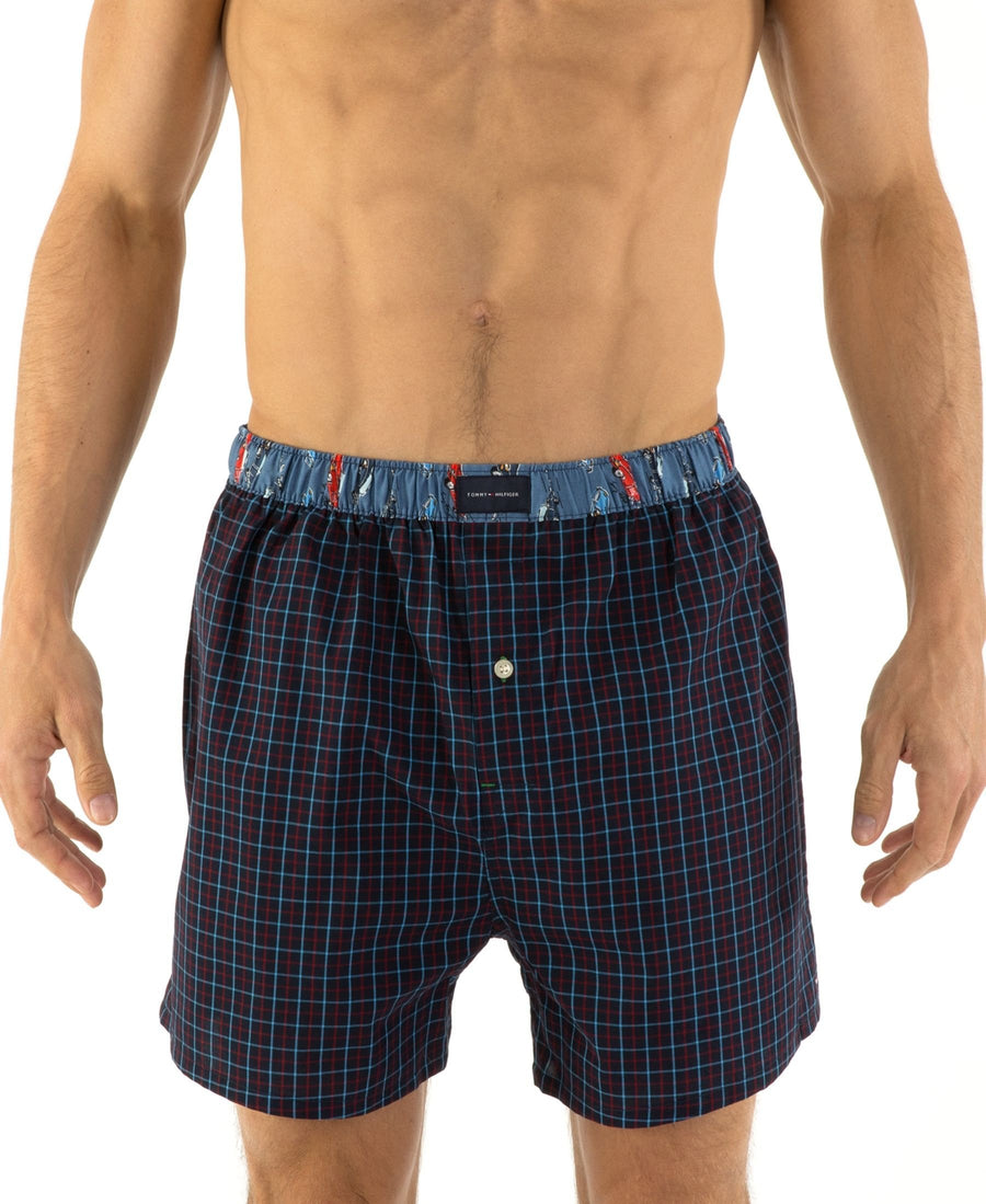 Tommy Hilfiger Navy Grid Woven Boxer