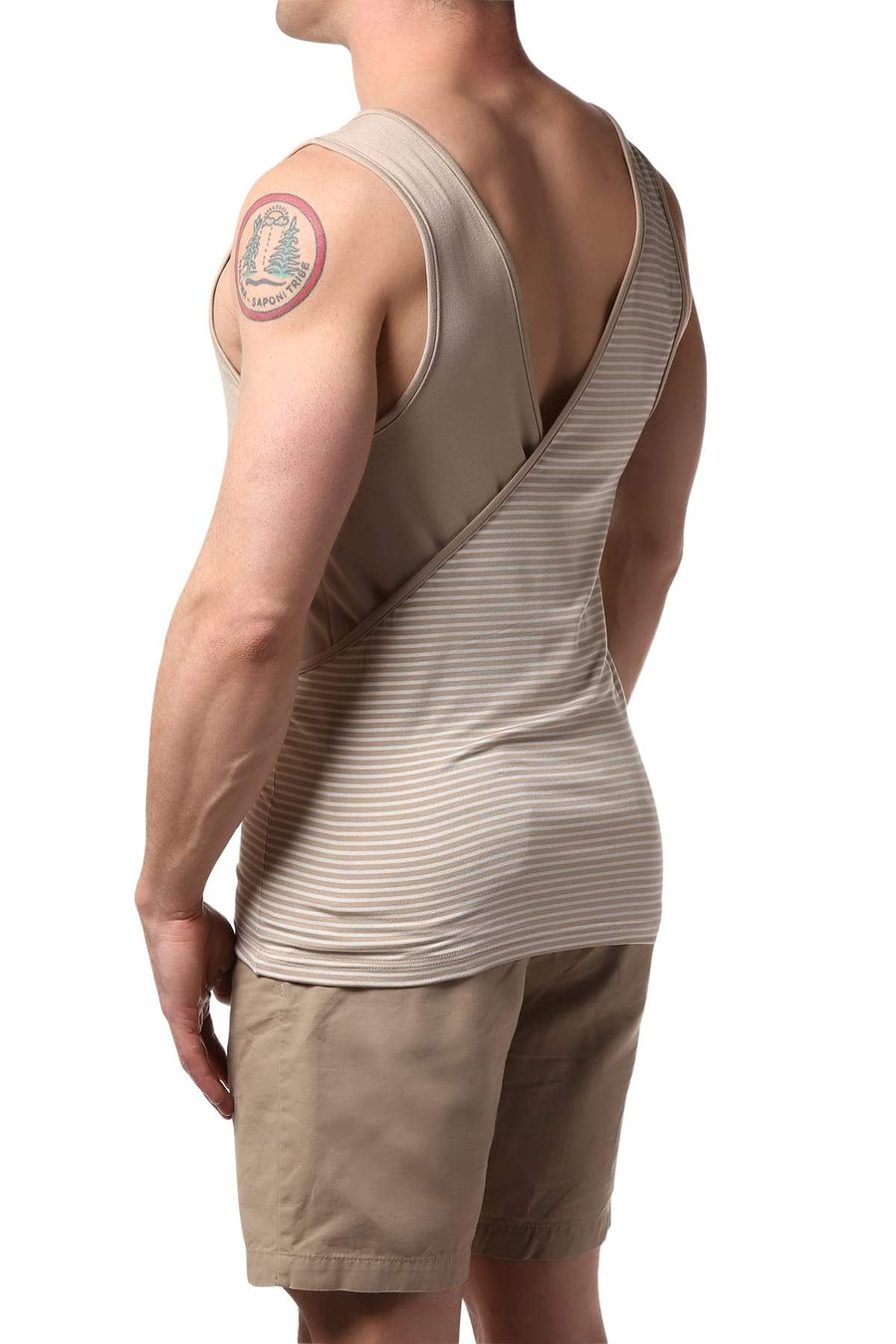 Modus Vivendi Sand Wide-Line Croise Tank Top