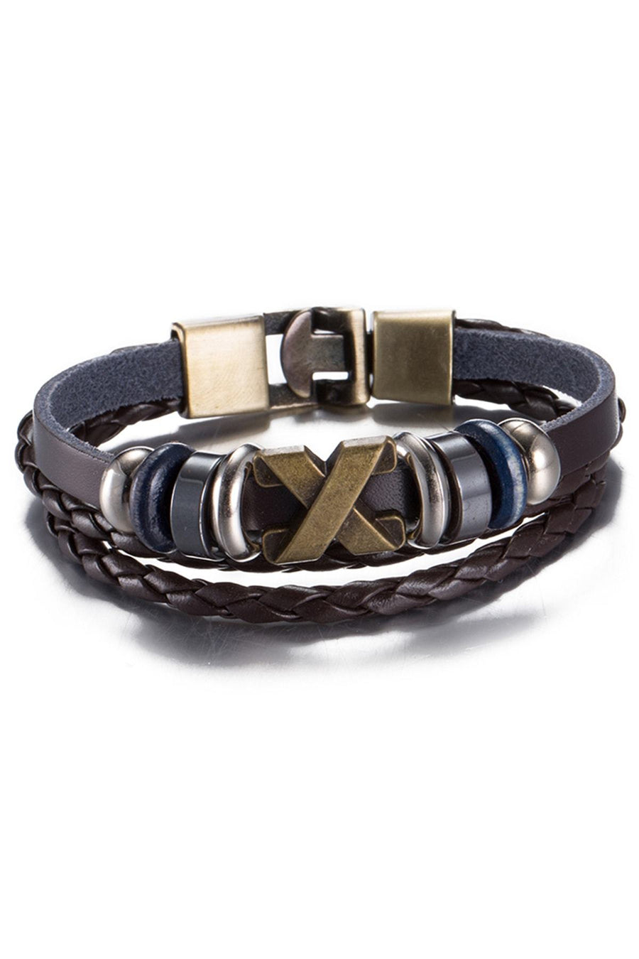 Vintage Brown Cross Leather Bracelet