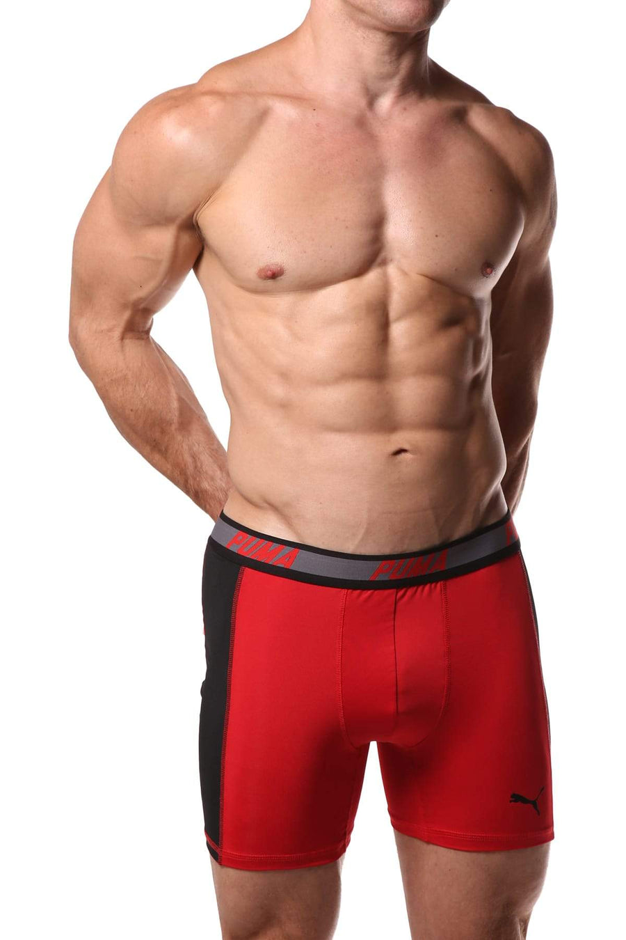 PUMA Black & Red Solid Side Panel Boxer Brief
