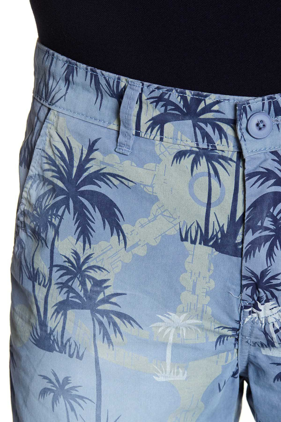 Pop Icon Blue Palms Floral Flat Front Short