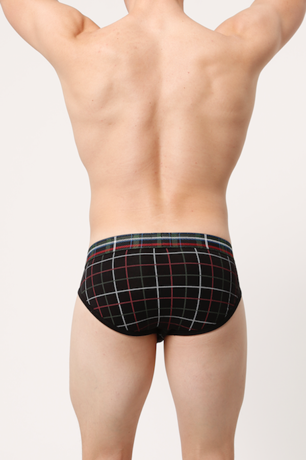 2(X)IST Black plaid Tartan No-Show Brief