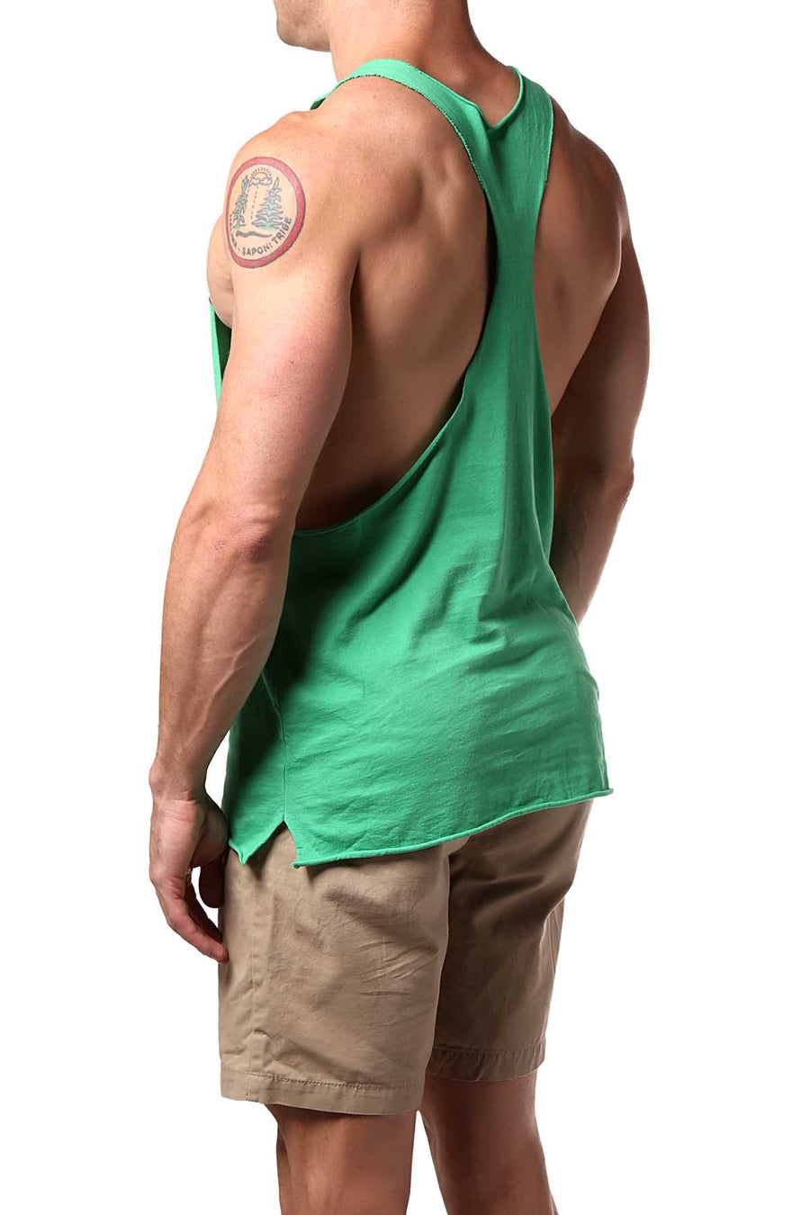 Y.M.L.A. Green Raw Edge String Tank