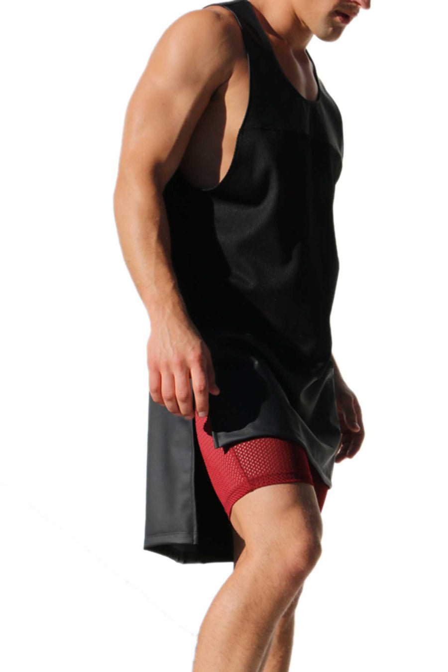 Rufskin Black Tar Oversized Waffle Knit/Rubber Tank