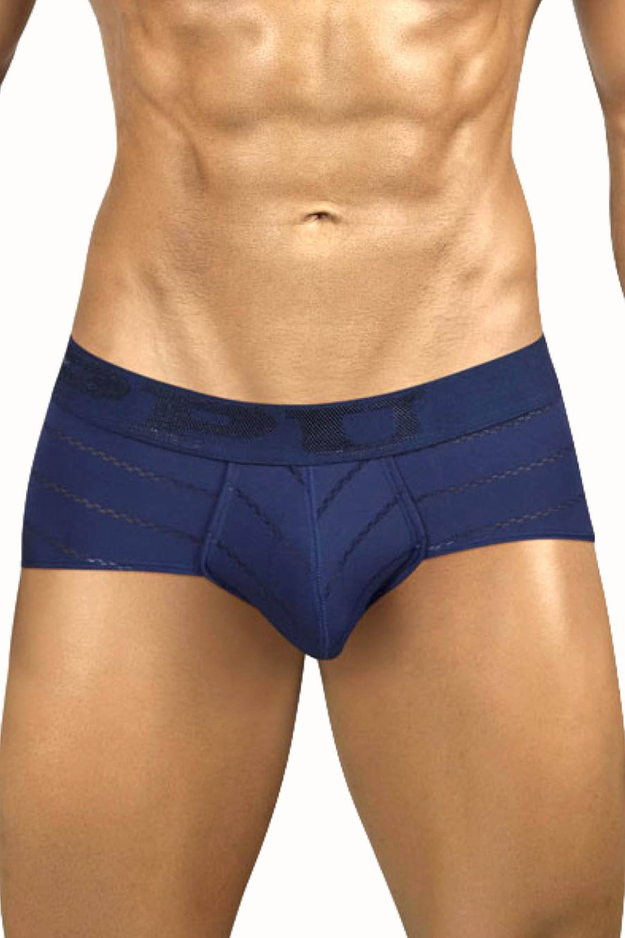PPÜ Navy-Blue Stripe Microfiber Contour-Pouch Brief