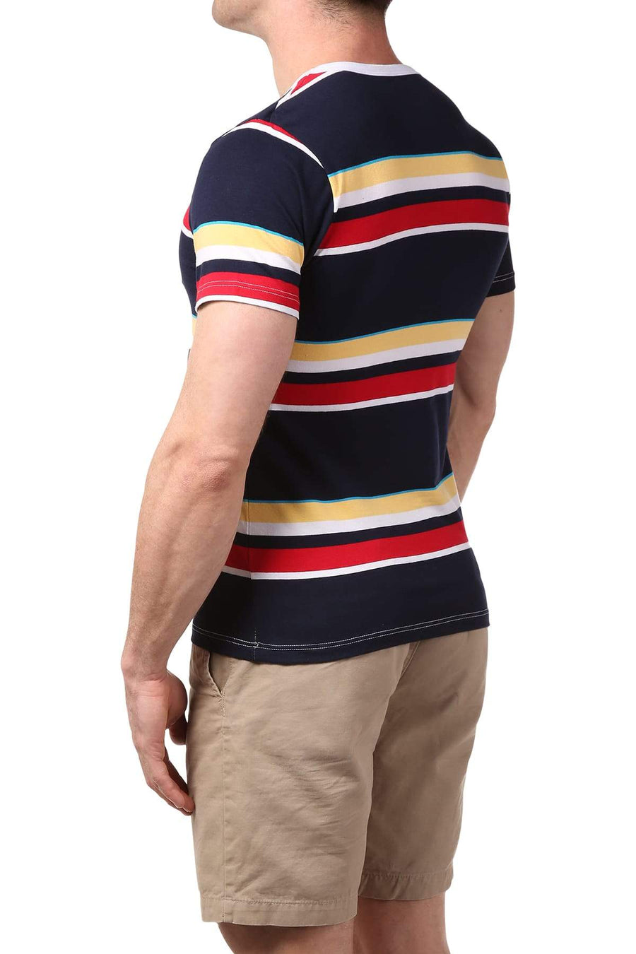 Manview Navy Striped V-Neck Tee