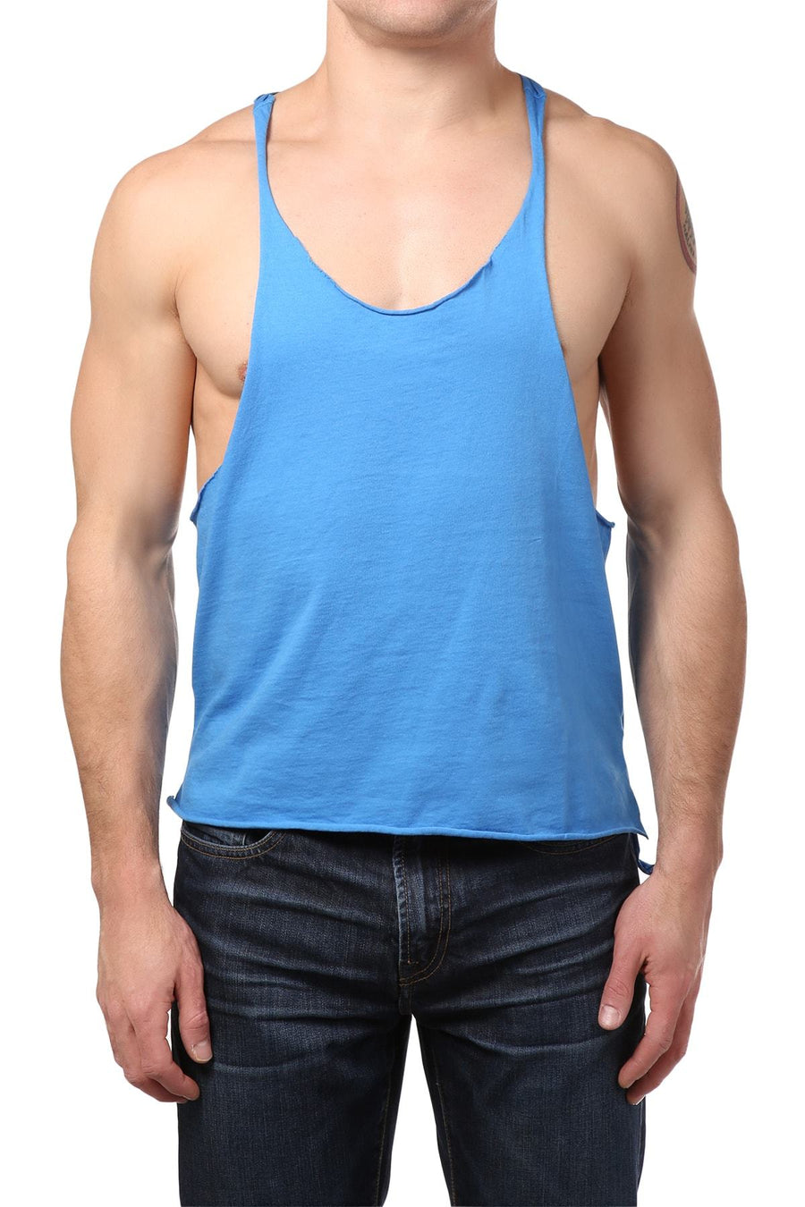 Y.M.L.A Blue Raw Edge String Tank