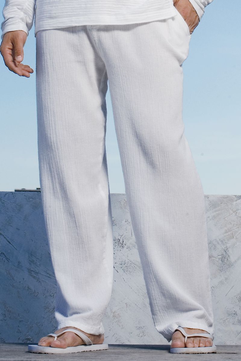 Men America White Venice Drawstring Pant