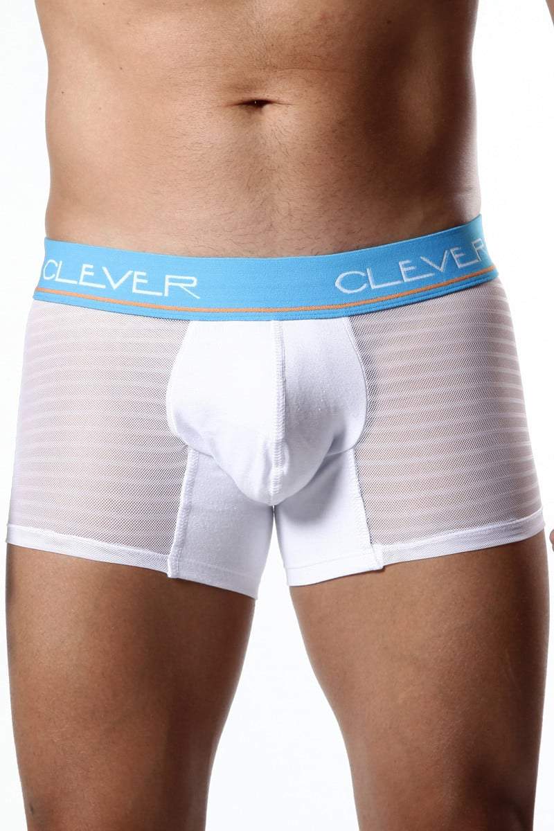 Clever White Mesh Stripe Boxer Brief