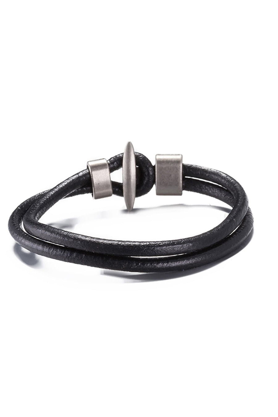 Black Leather Infinity Bracelet
