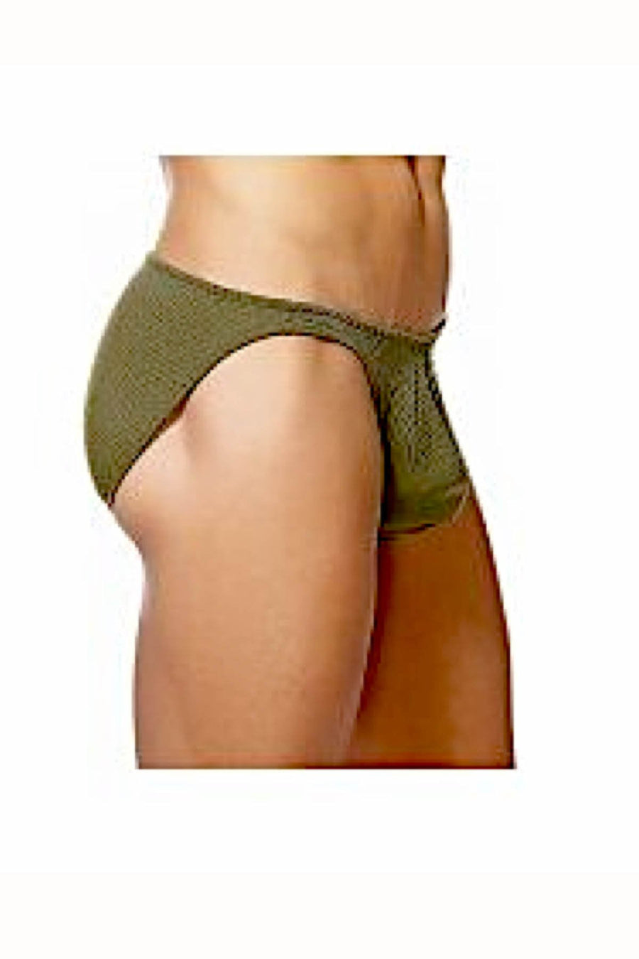 Male Power Olive Cotton-Rib Thruster Bikini