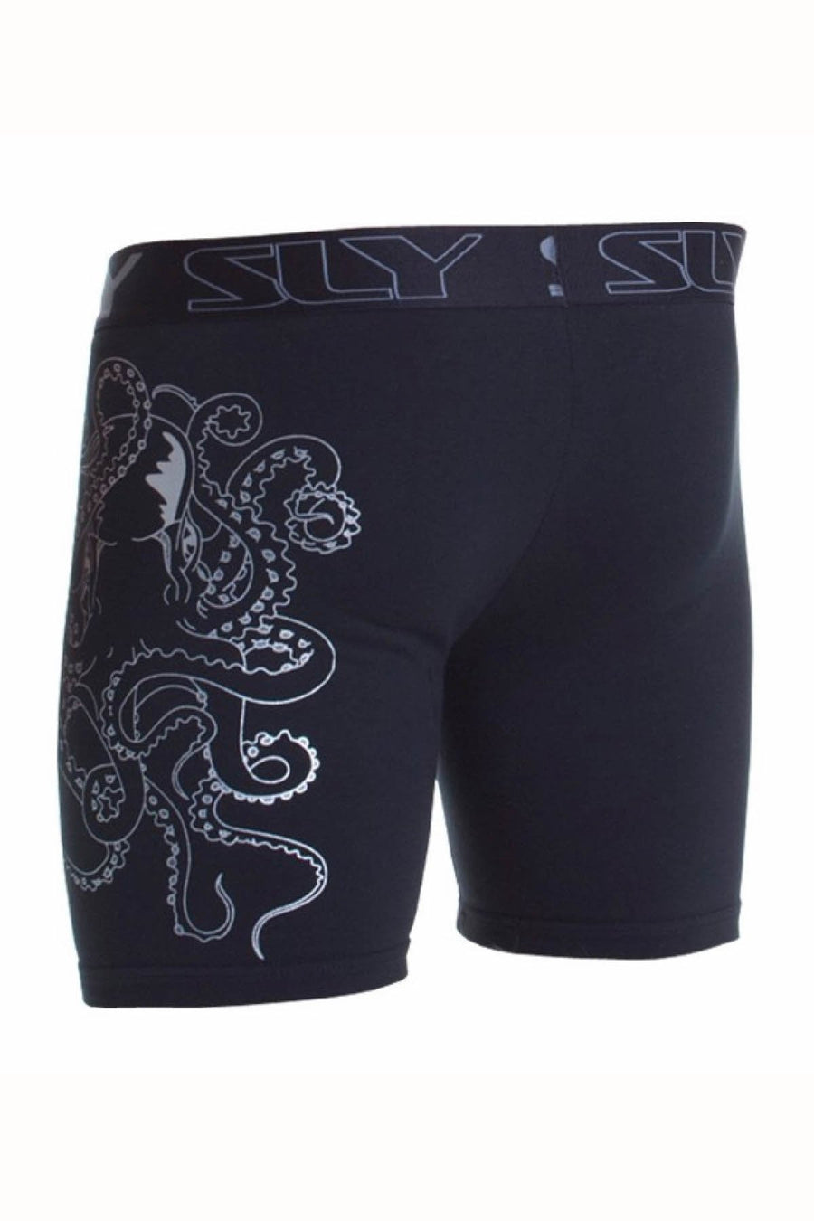 Sly Black & Silver Octopus Boxer Brief - Long