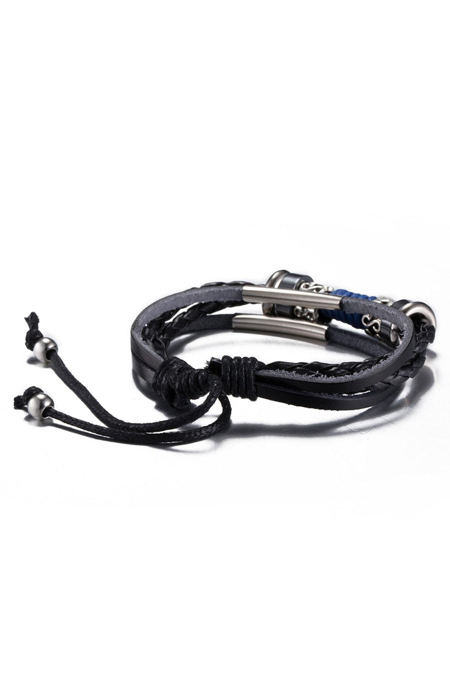 Black Leather Infinity Charm Bracelet
