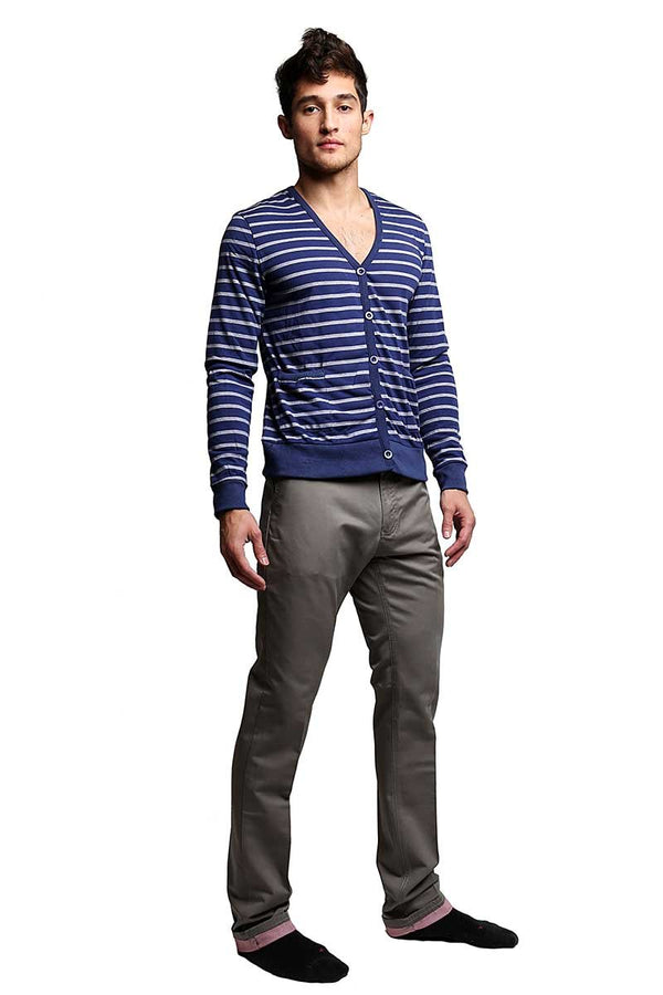 Something Strong Blue & White Something Scholarly  Cardigan