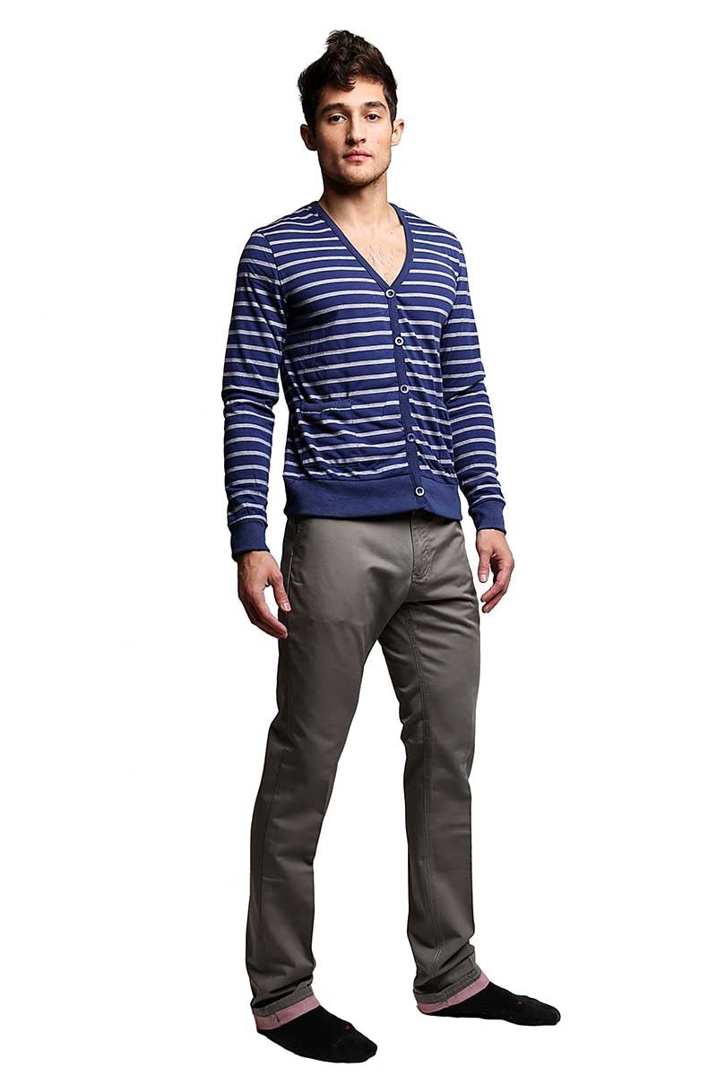 Something Strong Blue & White Something Scholarly  Cardigan