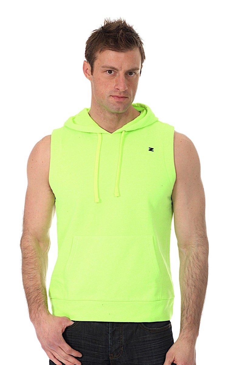 Zutoq Lime Green Zasted Sleeveless Hoodie