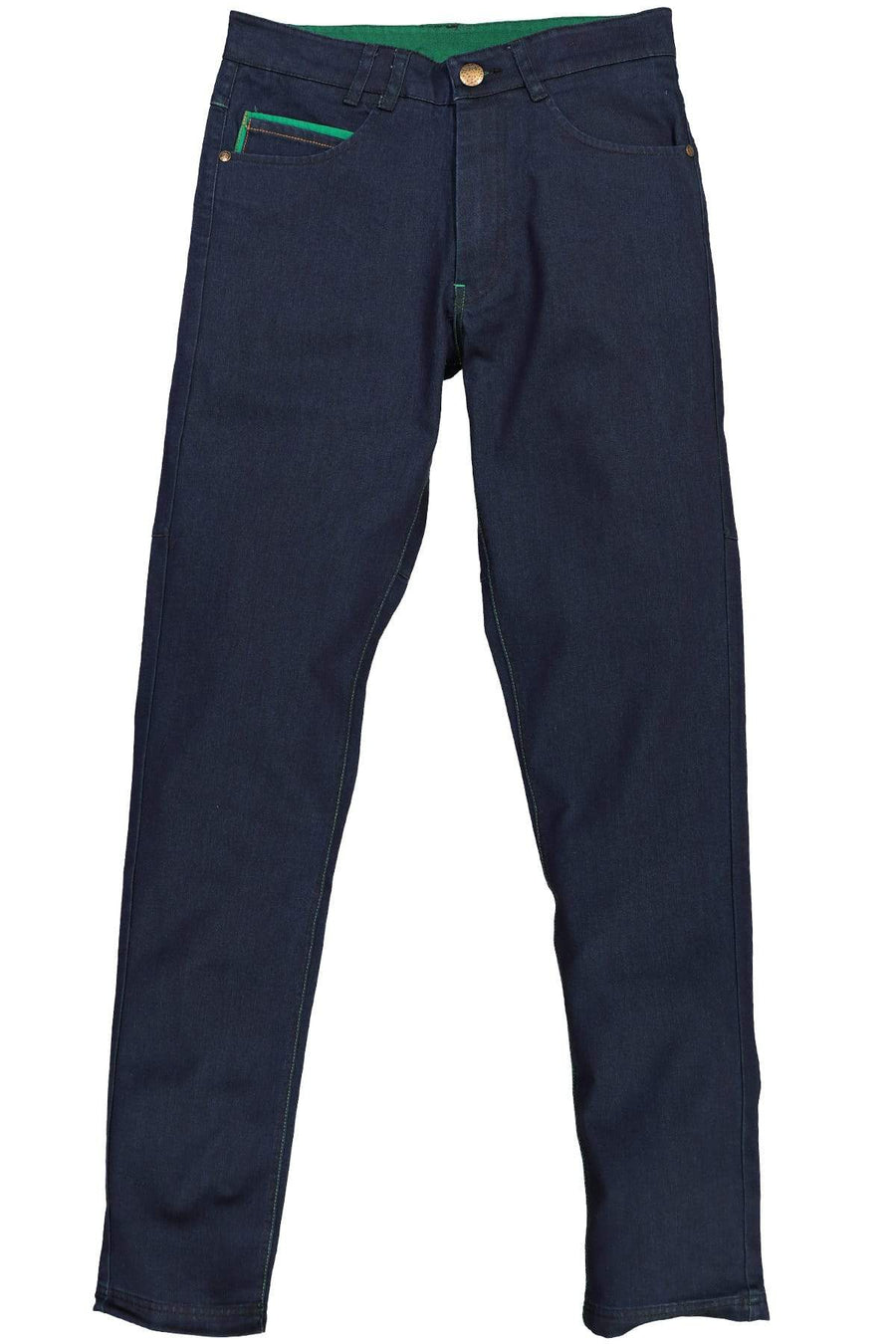 Smash Navy Blue & Green Stitch Denim Pant